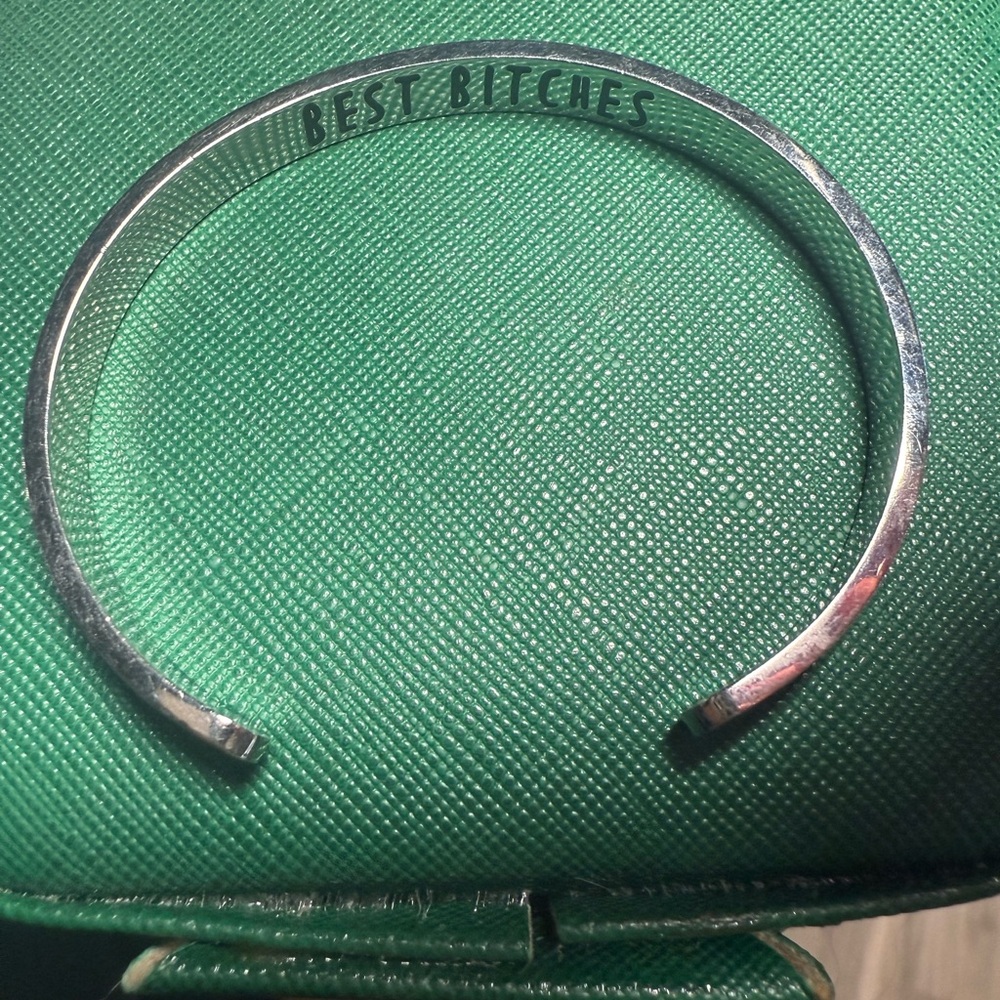 Silver Tone Engraved‎ “Best Bitches” Cuff Bracelet